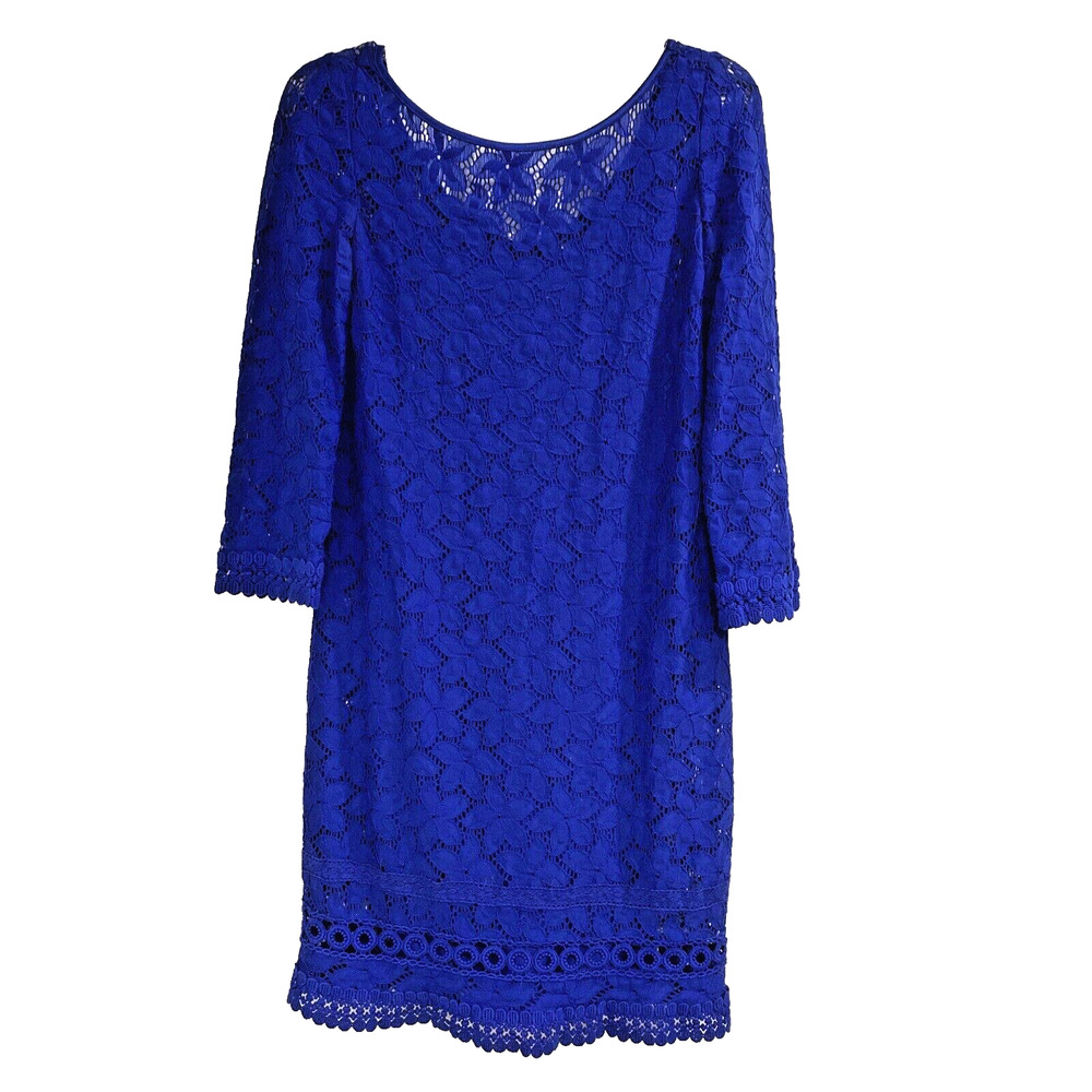 Laundry By Shelli Segal Cocktail Party Dress Royal Blue Stretch Lace Size 2
